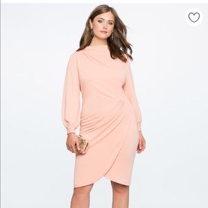 Drape Front Mock Neck Dress